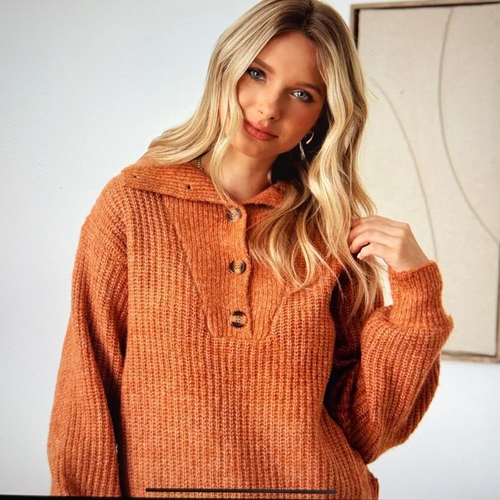 MARBLE Warm Orange Knit Sweater